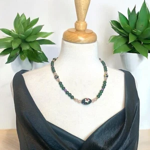 Antique Chinese 1920s Cloisonne Amethyst Jade 22" Necklace with 12K GF Clasp - Picture 1 of 9