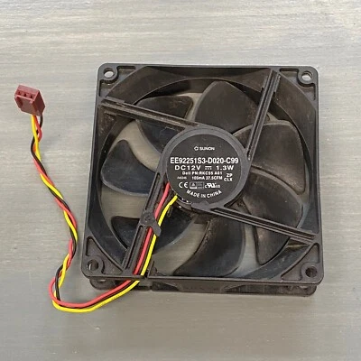 Cooling Fan Sunon EE92251S3-D020-C99 3 pin 6" cord DC12v 1.3w 92mm x 92mm x 25mm - Image 1 of 3