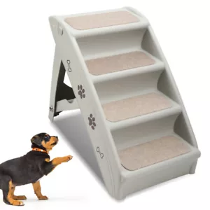 Hunderampe 4 Stufen Klappbar Einstiegshilfe Hundetreppe Kunststoff Tiertreppe - Bild 1 von 11