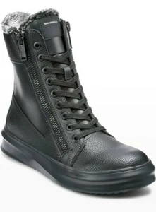 $299 Karl Lagerfeld Men's Black Faux-Fur Lined Lace-Up Boot Shoes 8M-9.5M-10.5M - Picture 1 of 6