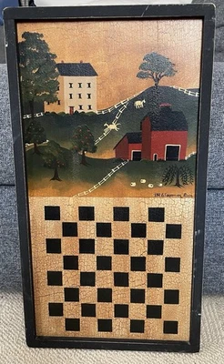 Ridge Hollow Folk Wall Art Game Board Artist signed Hand painted Barb Wagaman - Image 1 of 4