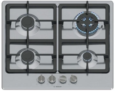 Bosch Gaskochfeld 60 cm Wok Brenner Zündsicherung Edelstahl rahmenlos PGH6B5K90 - Bild 1 von 2
