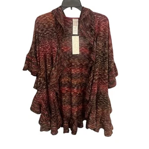 Chico's Damen S/M Rüschen Strick Ruana vorne offen Cardigan Pullover Neu mit Etikett - Bild 1 von 6