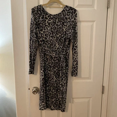 Vestido Suéter Spense Estampado Leopardo Talla Med Pullover Mangas Largas Nuevo con Etiquetas A2 Foto 1 de 4
