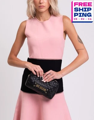 Bolso sin asas de belleza LOVE MOSCHINO negro acolchado cuero PU logotipo cremallera Foto 1 de 4