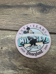 Disney 3" Button Pin Sixty Years Disneyland Mickey Mouse 1928 - 1988 - Picture 1 of 2