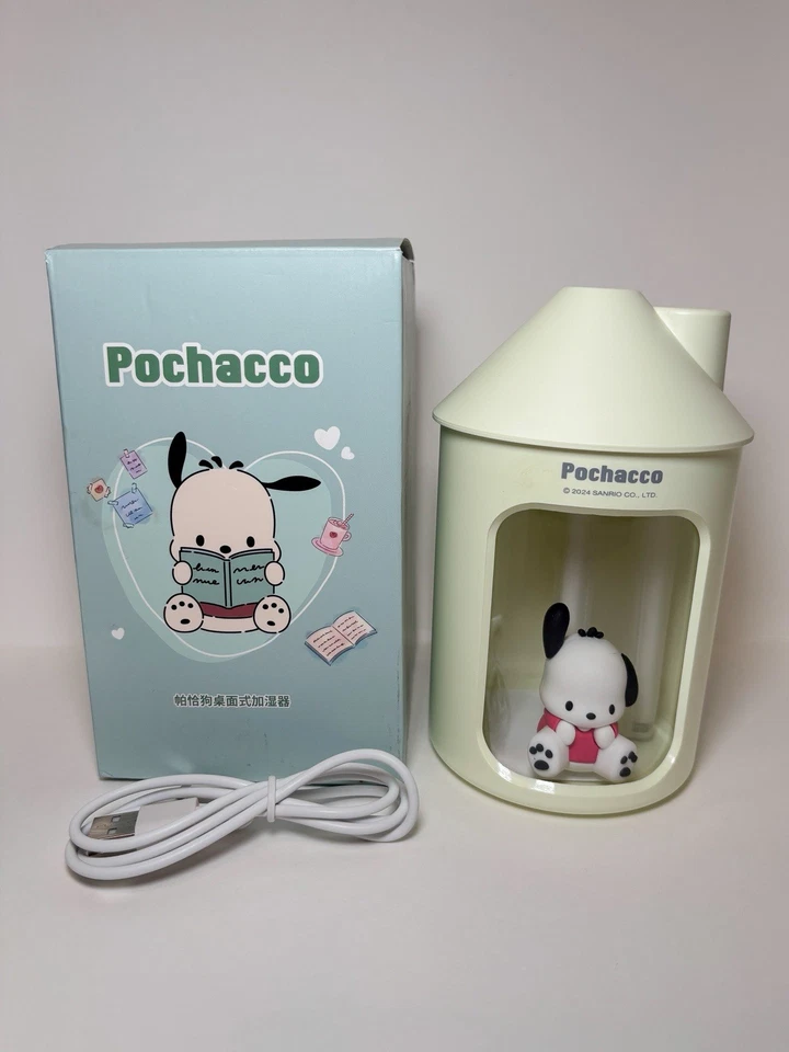Humidificador USB Sanrio Pochacco con luz nocturna suave verde menta Foto 1 de 4