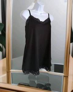 Fashion Bug Cami Tank Top XL schwarz Camisole Spitzenbesatz verstellbare Träger feminin - Bild 1 von 11