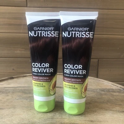 (2) Máscara de color Garnier Nutrisse Color Reviver 5 minutos MARRÓN CÁLIDO Foto 1 de 4