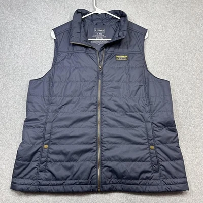 LL Bean Mountain Classic Puffer Vest Women XL Gray Quilted Full Zip Pockets Logo - Image 1 of 4