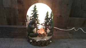 ZWEI Bären Braten Marshmallowns über einem Lagerfeuer Tischlampe 8"x6" - Bild 1 von 8