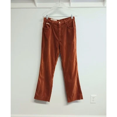 Calça feminina vintage anos 70 Gloria Vanderbilt para Murjani laranja queimado veludo 14 - Imagem 1 de 4