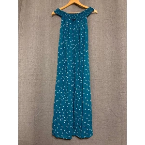 Tiare Hawaii Women Dress O/S Turquoise Blue Birds Summer Off Shoulder Tank Slit - Picture 1 of 9
