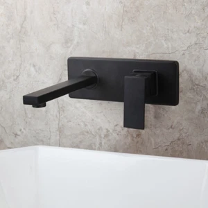 Black Bathroom Faucet Single Handle Brass Wall Mounted Vanity Basin Mixer Tap - Picture 1 of 10