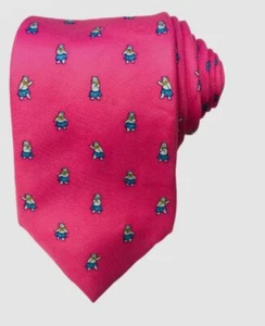 $71 Tommy Hilfiger Men's Pink Bear Silk Classic Casual Long Neck Tie 62X3.25 - Picture 1 of 1