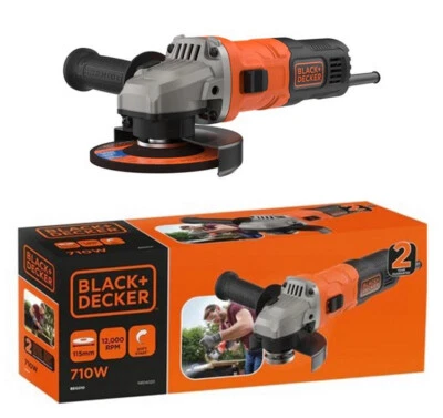 SMERIGLIATRICE ANGOLARE 115 BLACK & DECKER ✅ 1200 giri/min. 710 Watt.  BEG010-QS - Immagine 1 di 4