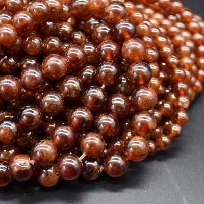Garnet Round Beads, Orange, 4mm, 6mm, 8mm, 10mm - 15", for Jewellery Making - Image 1 of 4