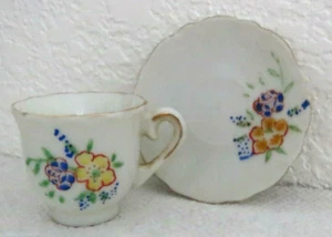 Antique Miniature Cup & Saucer ~ Made in Japan ~ 1.75 inch~ Rare stored 50 years - Bild 1 von 7