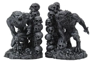 Pacific Giftware Werewolves Werewolf & Skulls Fantasy Set of Bookends Book Ends - Picture 1 of 1