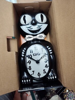 BLACK TUXEDO  KIT KAT CLOCK -Full Size - 15.5"- MADE IN THE USA   BLACK - Image 1 of 4