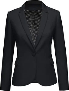 Womens Notched Lapel Pockets Button Work Office Blazer Jacket Suit - Picture 1 of 6