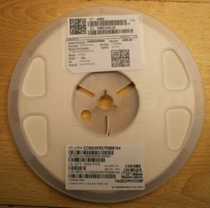 Yago CC0603KRX7R9BB104 SMD Condensatore ceramica multistrato 0,1 μF, mulinello 50 V x4000 - Foto 1 di 4