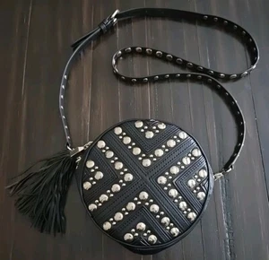 Bolso Bandolera Rebecca Minkoff Bianca Redondo Cuero Negro Cantimplora Tachonada ¡EXCELENTE ESTADO USADO! - Imagen 1 de 9