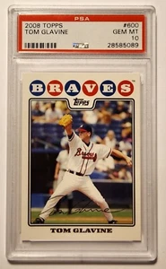 2008 Topps #600 Tom Glavine (HOF) PSA 10 GEM MT, Braves, Final Year Card, Scarce - Picture 1 of 2