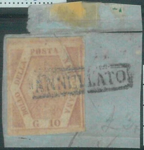 87659b - ANTICHI STATI: NAPOLI - Sassone 10 - USATO su piccolo FRAMMENTO - Picture 1 of 1