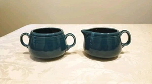Fiesta Ceramic Creamer and Sugar Bowl Homer L. Retired Color Juniper - Picture 1 of 6
