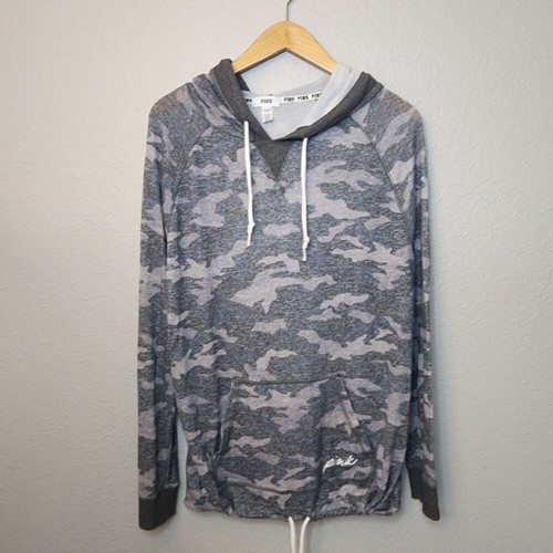 UNDERCOVER Victoria Secret ROSA Felpa Donna XS Grigio Mimetico Tunica con Cappuccio