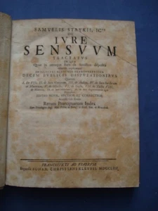 SAMUELIS STRYKII-DE IURE SENSUUM-TRACTATUS...DECEM BUBLICIS DISPUTATIONIBUS-1758 - Picture 1 of 2
