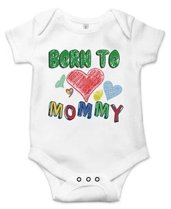 Born to love mommy Best Shower Gift Cute Funny Infant Message Baby Bodysuit - Picture 1 of 11