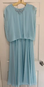 INTERNATIONAL LADIES GARMENT UNION WORKERS Vintage Pale Blue Dress Size 12 - Picture 1 of 9