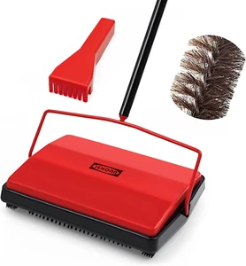 Carpet Floor Sweeper Manual with Horsehair, Non Electric Quite Rug Roller Bru... - Picture 1 of 1