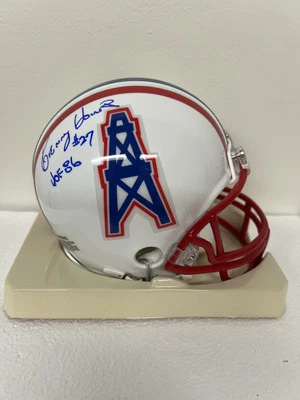 Mini capacete autografado por Kenny Houston Houston Oilers inscrito "HOF 86" - Imagem 1 de 4