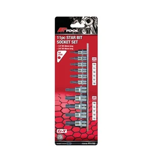 PK Tool 1/4" & 3/8" Dr Star Bits Socket Set 11pc - Foto 1 di 1
