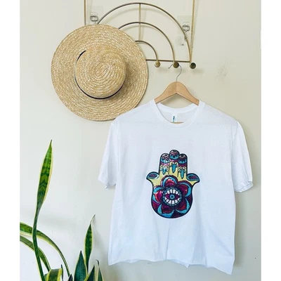 Camisa Hamsa Lentejuelas Mano Nueva Sin Etiquetas Talla M Foto 1 de 4