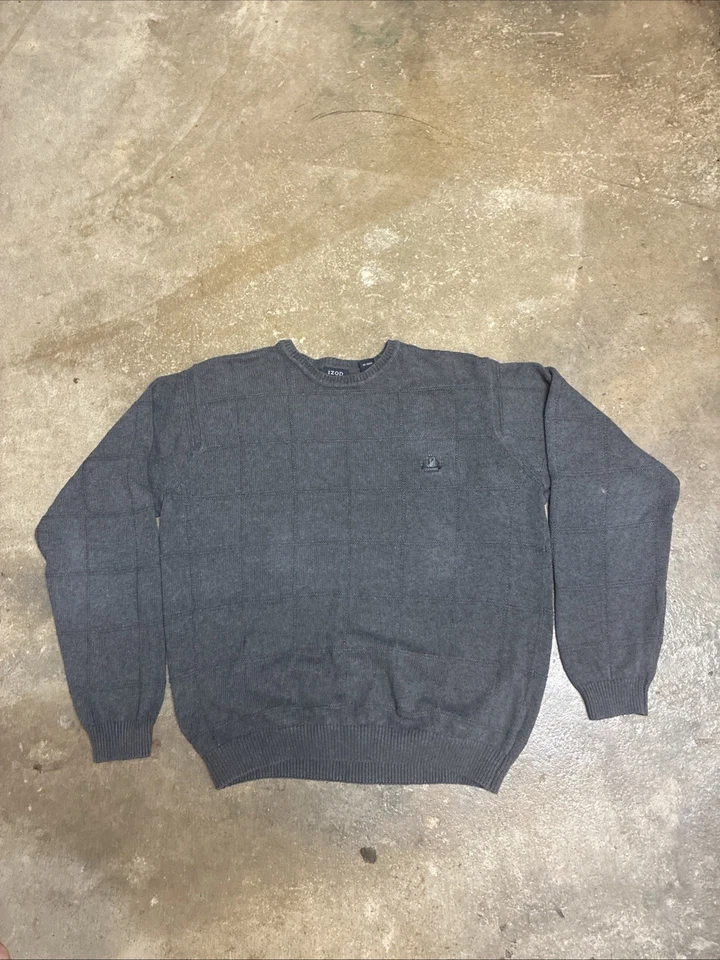 Suéter acanalado tejido manga larga Izod gris oscuro para hombre Foto 1 de 3