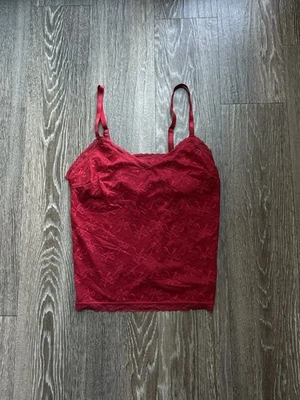 Jessica Simpson Red Mesh Lace Bow Pattern Top Women’s S Coquette Romantic - Image 1 of 4