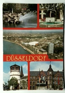 Tarjeta postal litocromática vintage de Düsseldorf Alemania vista múltiple - Imagen 1 de 2