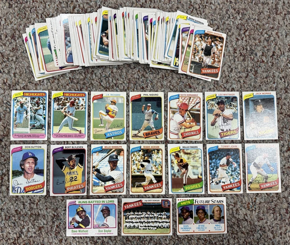 1980 Topps Lote de 132 Cartas Diferentes Ótimo Conjunto Inicial - Imagem 1 de 3