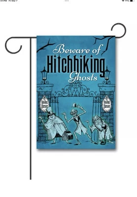 Disney Mansión Embrujada Cuidado con los Fantasmas del Autoestop Halloween Jardín Bandera 12x18 Foto 1 de 4