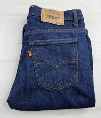 Vtg Levis 517 Jeans Boot Cut Blue Fuzzy Denim Orange Tab USA Made 80s Mens 30x30 - Image 1 of 4