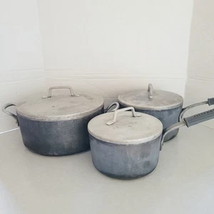 Magnalite GHC Wagner Ware Sauce Pan Stock Pot Set 2Qt, 3Qt, 5Qt W/Lids & Handles - Picture 1 of 21