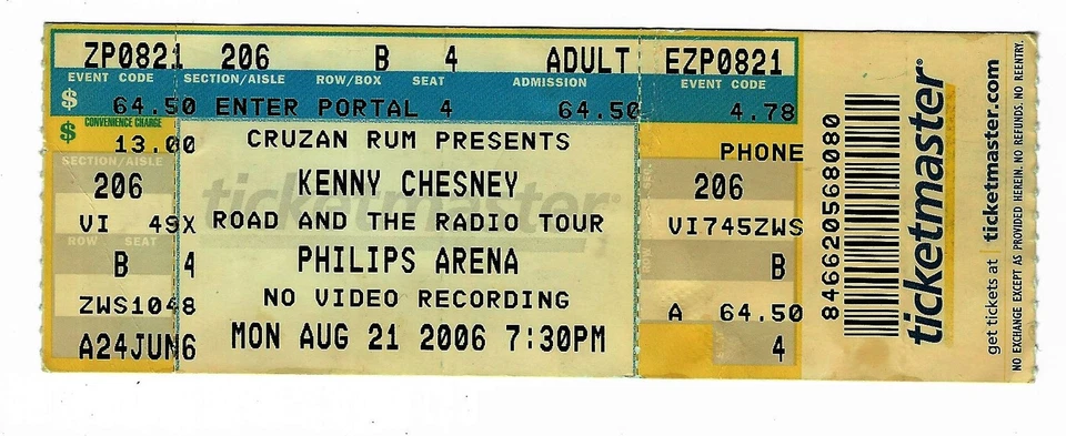 Редкий билет Kenny Chesney & Dierks Bentley 8/21/06 Atlanta GA Philips Arena! - Изображение 1 из 1