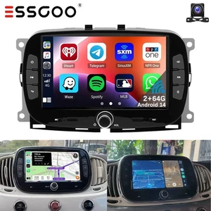 2+64G Android 14 For 2016-2019 Fiat 500 Carplay Car Radio Stereo GPS SWC +Camera - Picture 1 of 13