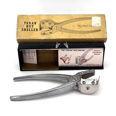 Vintage Texan Nut Sheller Aluminum Handles Steel Blades With Box By York Nut Co. - Image 1 of 4