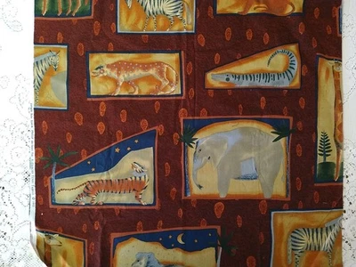 丛林盒蜡染 Alexander Henry BTHY 18x44 斑马狮子大象鳄鱼长颈鹿 — 第 1/4 张图片