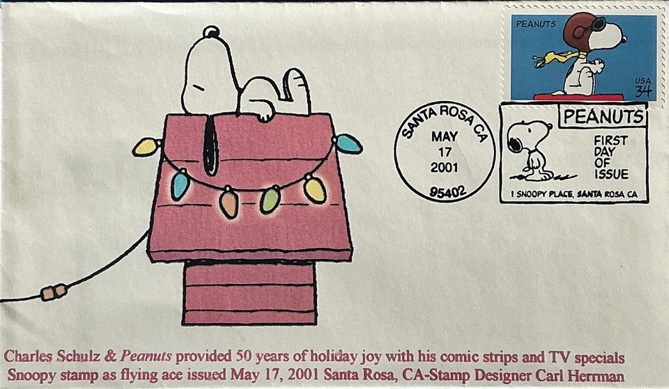 GG (Gary Gozemba) Cachet 3507 Snoopy Peanuts Doghouse Decorated for Christmas  - Image 1 of 1